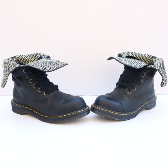 Dr. Martens Black Lace-Up Boots with Yellow Accents - Picture 4 of 10